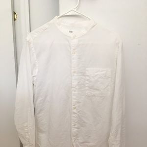 Uniqlo Long-Sleeve Linen Stand Collar Shirt